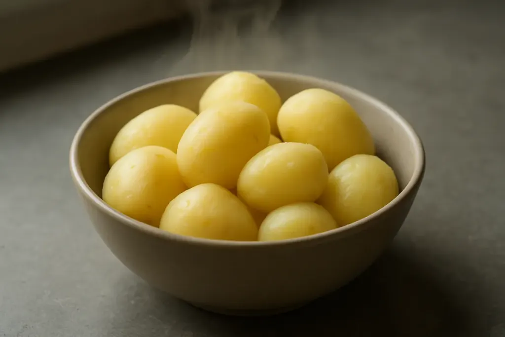 Gekochte geschälte Kartoffeln in einer Schüssel