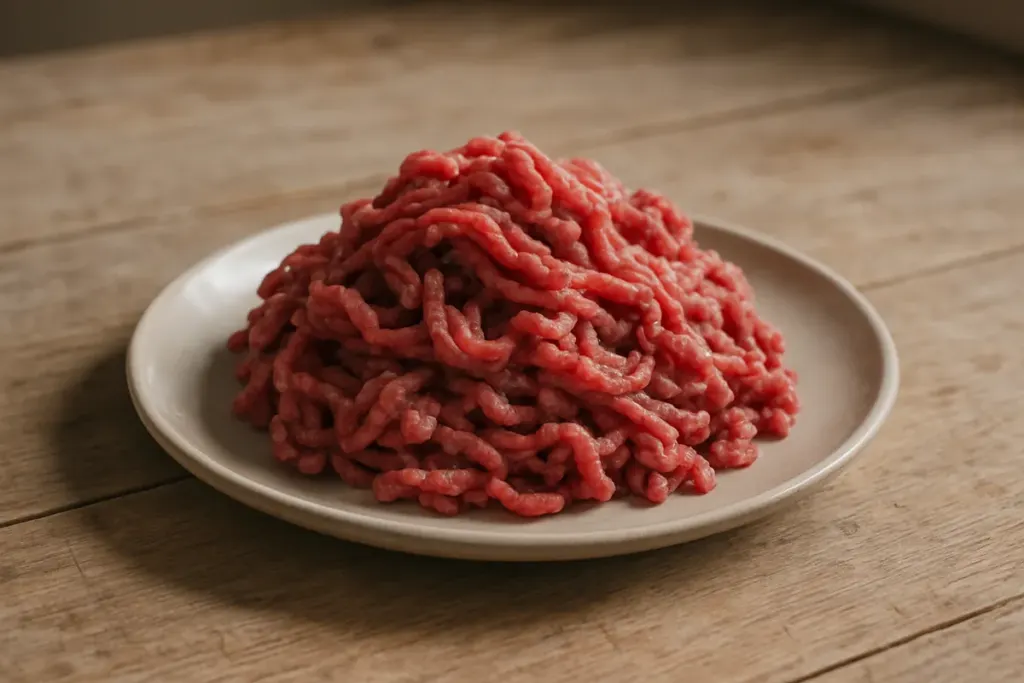 Rohes Rinderhackfleisch auf einem Teller