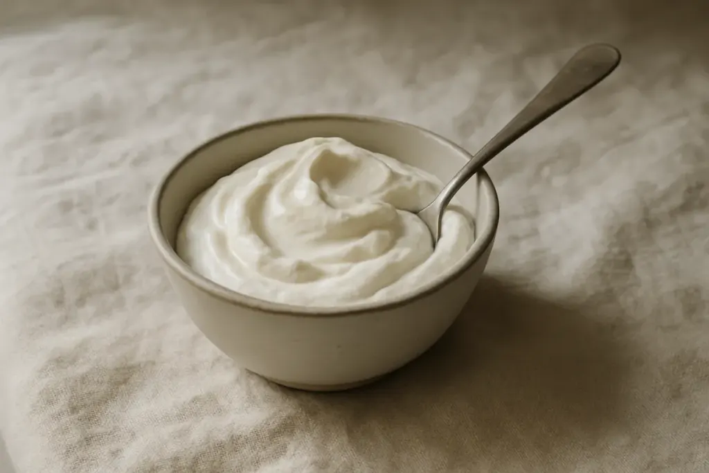 Skyr in einer kleinen Schale mit Löffel
